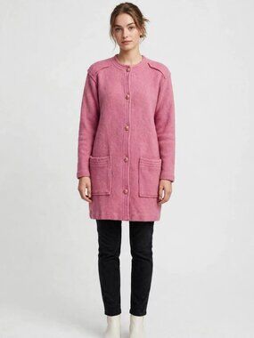 Vintage Spanner Imports Pink Wool Cardigan Coat, Size S